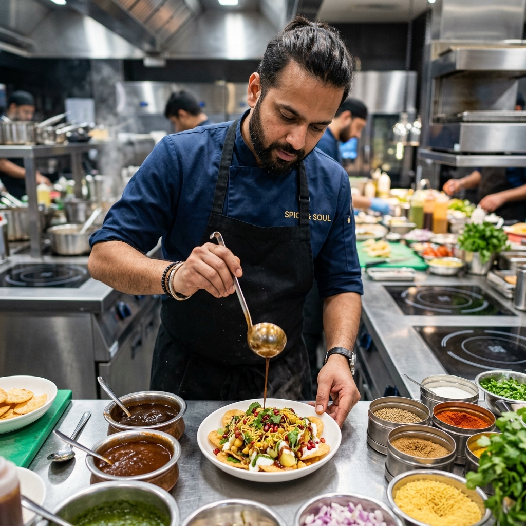 Chef preparing chaat